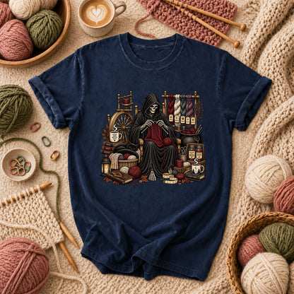 Grim Reaper Knitting Room T-Shirt - Navy