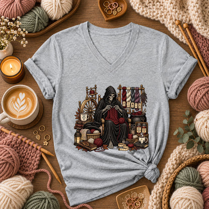 Grim Reaper Knitting Room Women's V-Neck - Athletic Heather