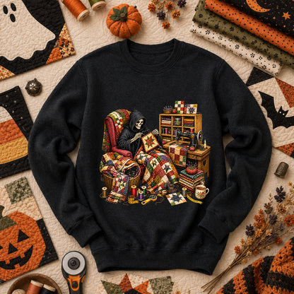 Grim Reaper Quilting In Armchair Long Sleeve - Black