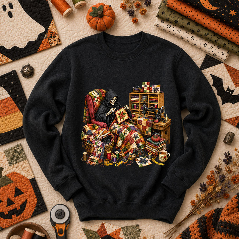 Grim Reaper Quilting In Armchair Long Sleeve - Black