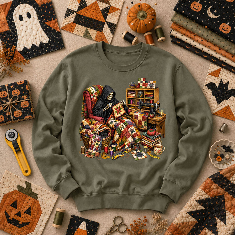 Grim Reaper Quilting In Armchair Long Sleeve - Military Green