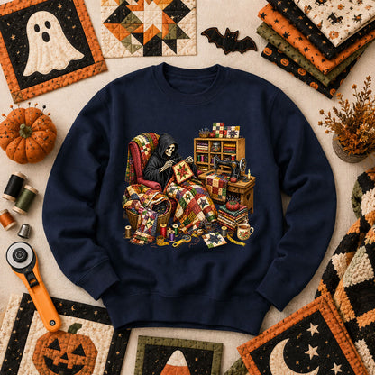 Grim Reaper Quilting In Armchair Long Sleeve - Navy