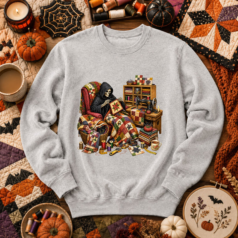 Grim Reaper Quilting In Armchair Long Sleeve - Sport Grey