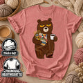 Grumpy Bear With Coffee And Quilt Fabric T-Shirt