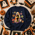 Halloween Ghost Hugging Black Cat Long Sleeve