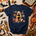 Halloween Ghost Hugging Black Cat T-Shirt