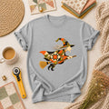 Halloween Patchwork Witch Broomstick T-Shirt