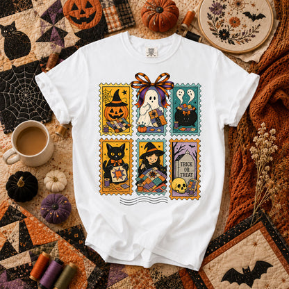 Halloween Quilting Stamps Trick Or Treat T-Shirt - White