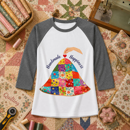 Handmade Happiness Floral Patchwork Quilt Raglan Sleeve - Deep Heather