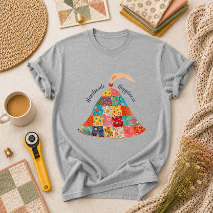 Handmade Happiness Floral Patchwork Quilt T-Shirt - Athletic Heather