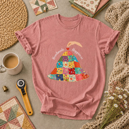 Handmade Happiness Floral Patchwork Quilt T-Shirt - Heather Mauve