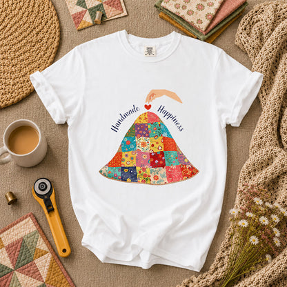 Handmade Happiness Floral Patchwork Quilt T-Shirt - White