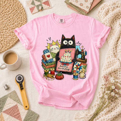 Happy Birthday Cat T-Shirt - Blossom