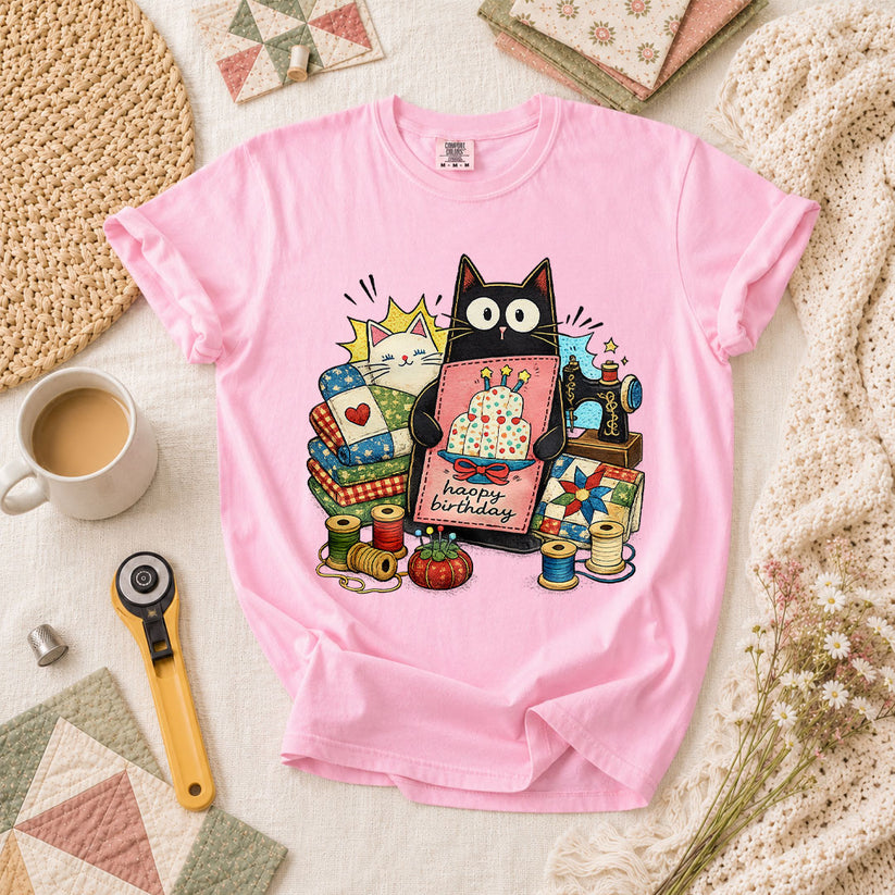 Happy Birthday Cat T-Shirt - Blossom
