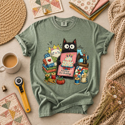 Happy Birthday Cat T-Shirt - Forest