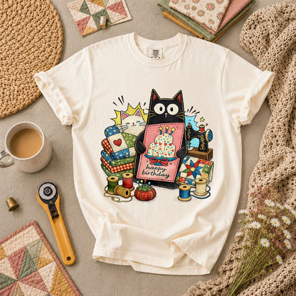Happy Birthday Cat T-Shirt - Ivory