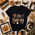 Happy Quilting Ghost Halloween Women's V-Neck