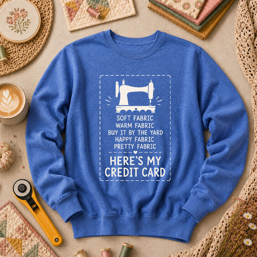 Heres My Credit Card Fabric Long Sleeve - Heather True Royal