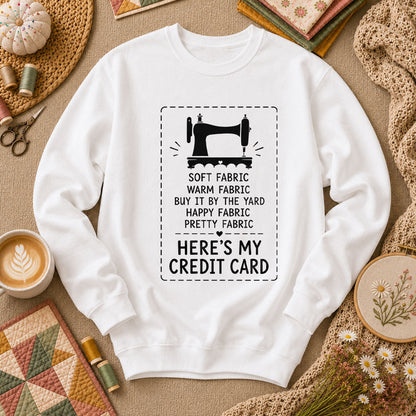 Heres My Credit Card Fabric Long Sleeve - White