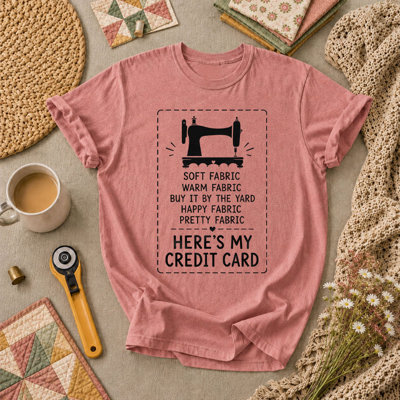 Heres My Credit Card Fabric T-Shirt - Heather Mauve