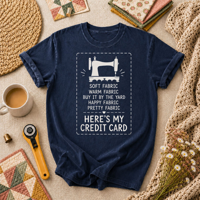 Heres My Credit Card Fabric T-Shirt - Navy