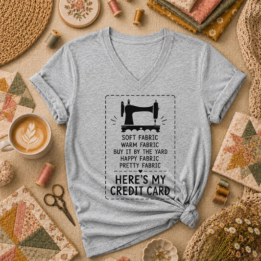Heres My Credit Card Fabric Women's V-Neck - Sport Grey