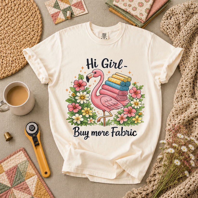 Hi Girl Buy More Fabric T-Shirt - Ivory