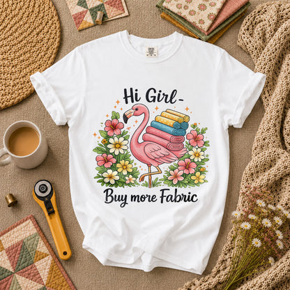 Hi Girl Buy More Fabric T-Shirt - White