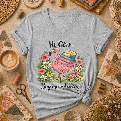 Hi Girl Buy More Fabric Women's V-Neck - Athletic Heather