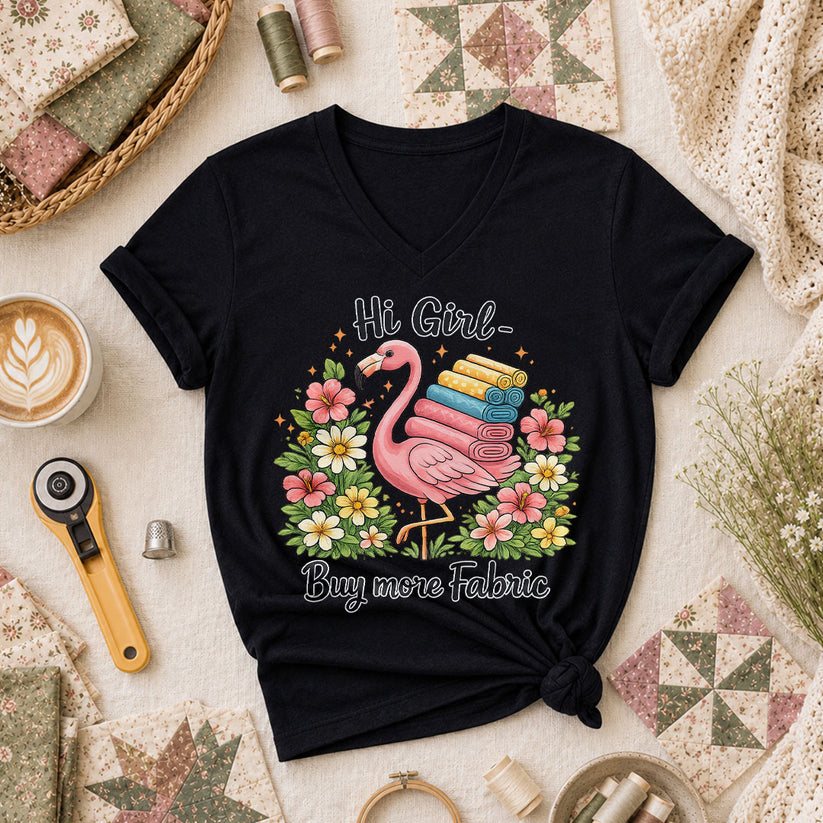 Hi Girl Buy More Fabric Women's V-Neck - Black