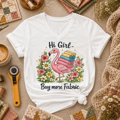 Hi Girl Buy More Fabric Women's V-Neck - White