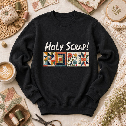 Holy Scrap Quilt Blocks Long Sleeve - Black