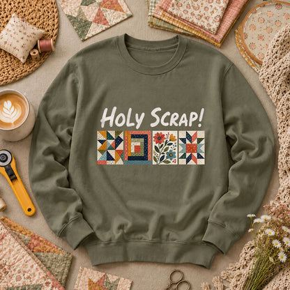 Holy Scrap Quilt Blocks Long Sleeve - Military Green