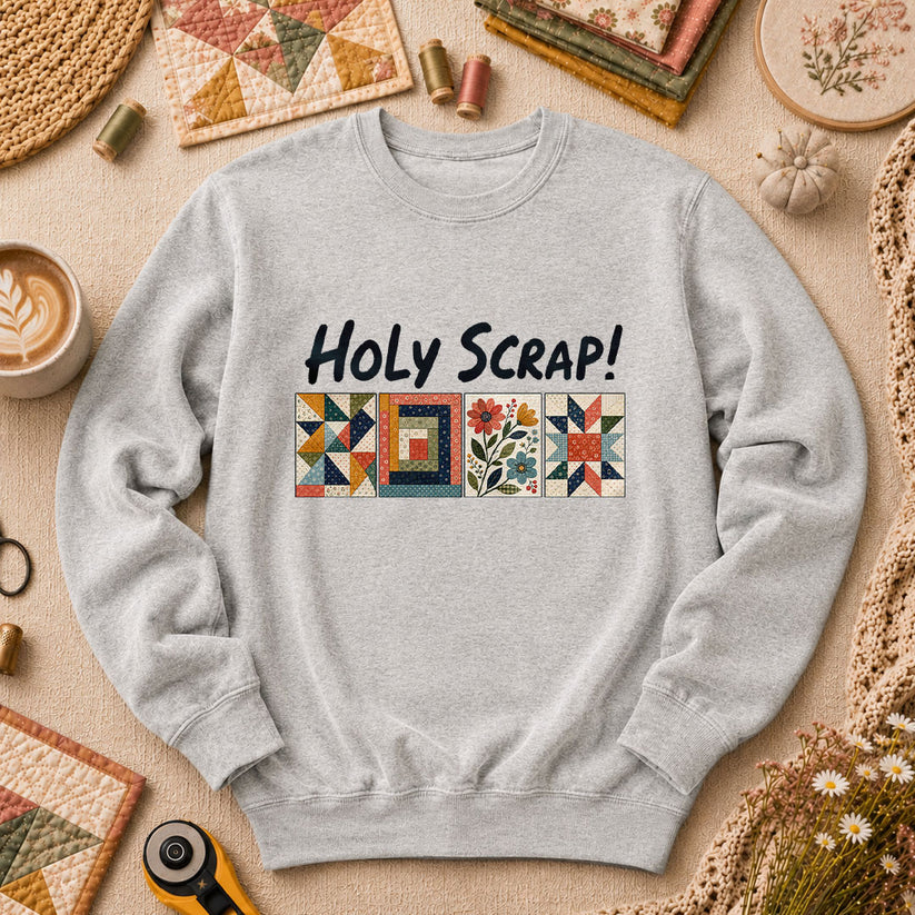 Holy Scrap Quilt Blocks Long Sleeve - Sport Grey