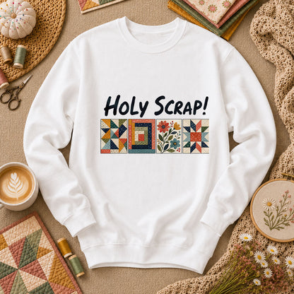 Holy Scrap Quilt Blocks Long Sleeve - White