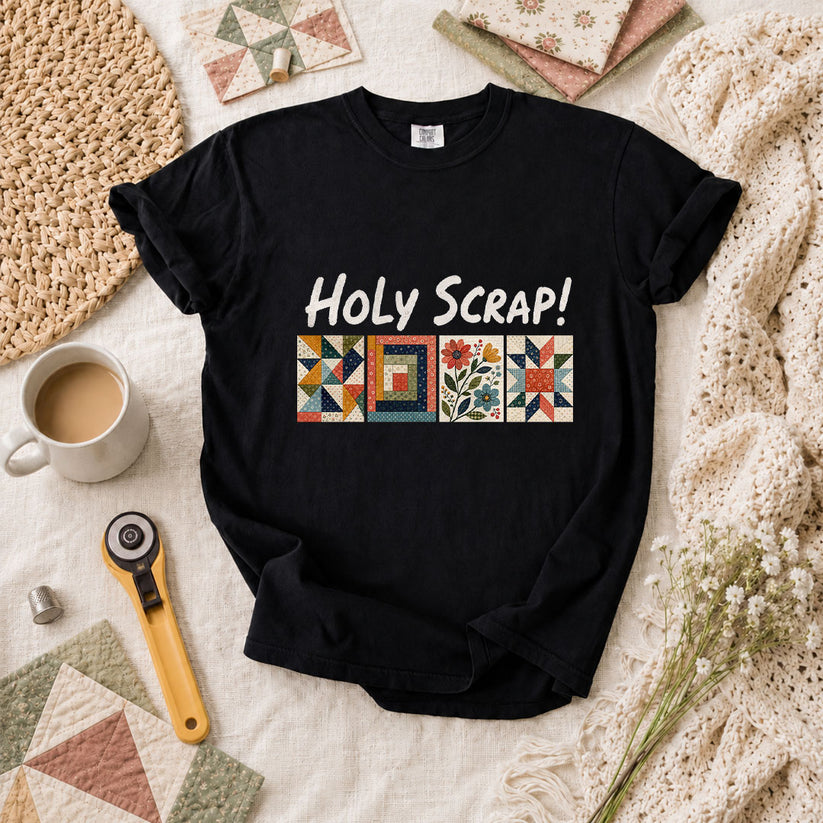 Holy Scrap Quilt Blocks T-Shirt - Black