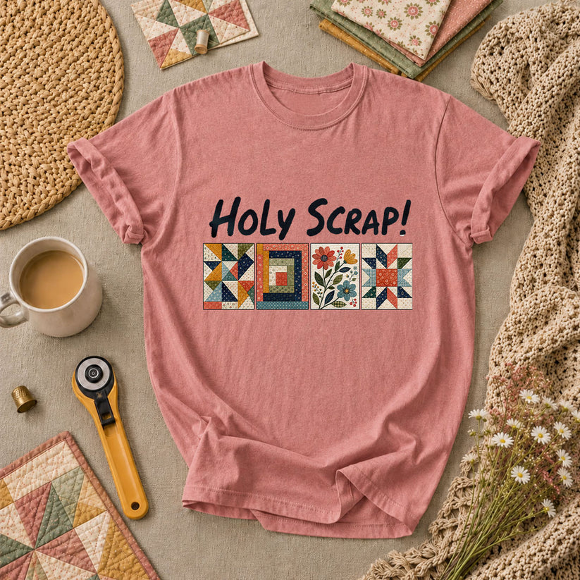 Holy Scrap Quilt Blocks T-Shirt - Heather Mauve