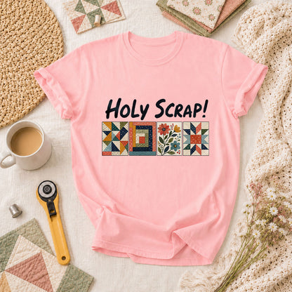 Holy Scrap Quilt Blocks T-Shirt - Pink