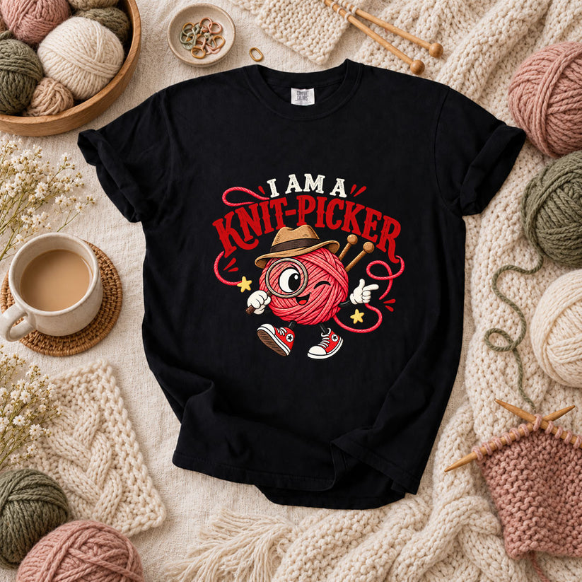 I Am A Knit-Picker T-Shirt - Black