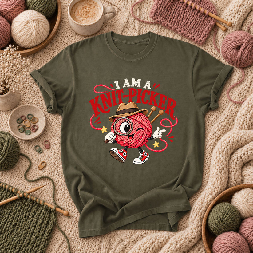 I Am A Knit-Picker T-Shirt - Military Green