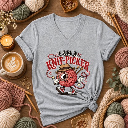 I Am A Knit-Picker Women's V-Neck - Athletic Heather
