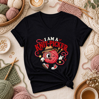 I Am A Knit-Picker Women's V-Neck - Black