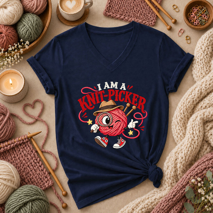 I Am A Knit-Picker Women's V-Neck - Navy