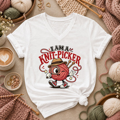 I Am A Knit-Picker Women's V-Neck - White