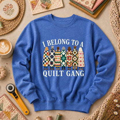 I Belong To A Quilt Gang Long Sleeve - Heather True Royal
