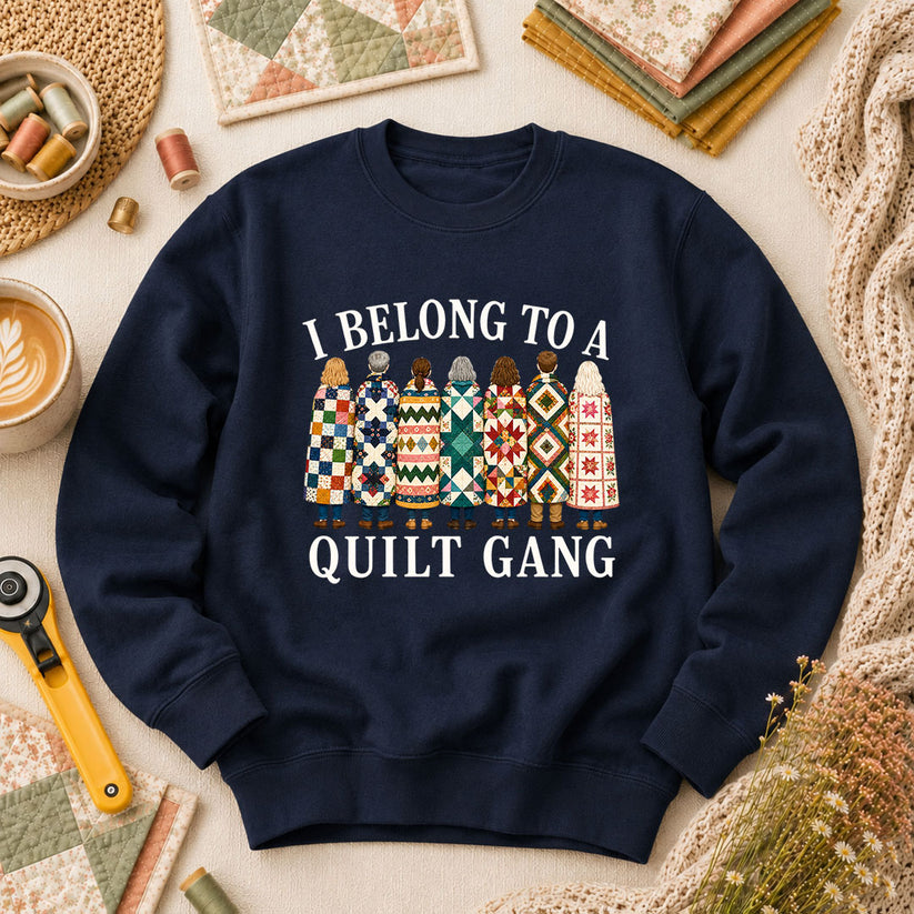 I Belong To A Quilt Gang Long Sleeve - Navy