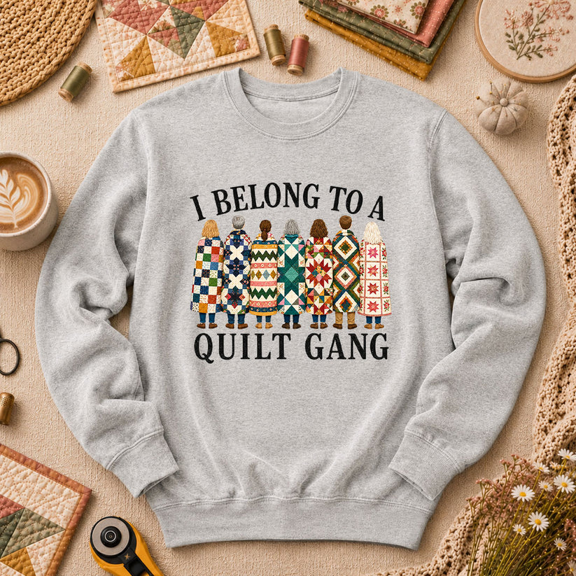 I Belong To A Quilt Gang Long Sleeve - Sport Grey
