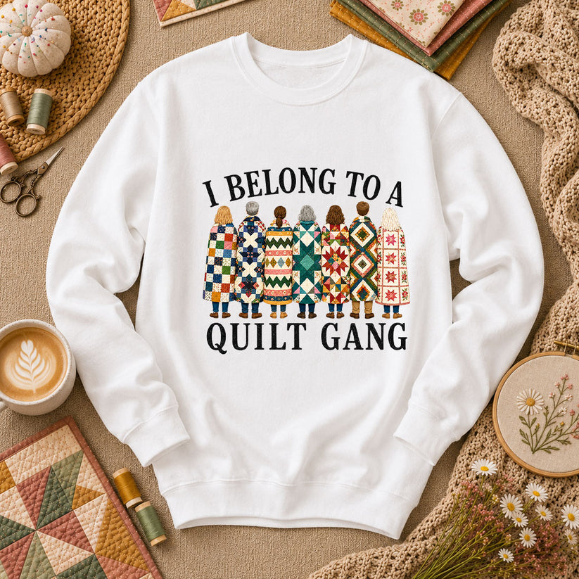 I Belong To A Quilt Gang Long Sleeve - White