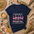 I Belong To The Quilting Queens Flamingos Women's V-Neck