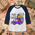 I Brake For Fabric Purple Car Sewing Machine Raglan Sleeve